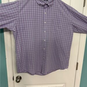 Izod Men’s Purple Plaid Shirt Button Down 2xl XXL